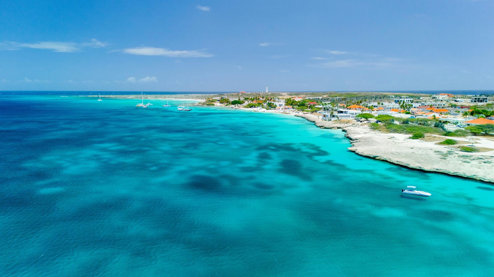 Aerial view of the northern coast of Aruba