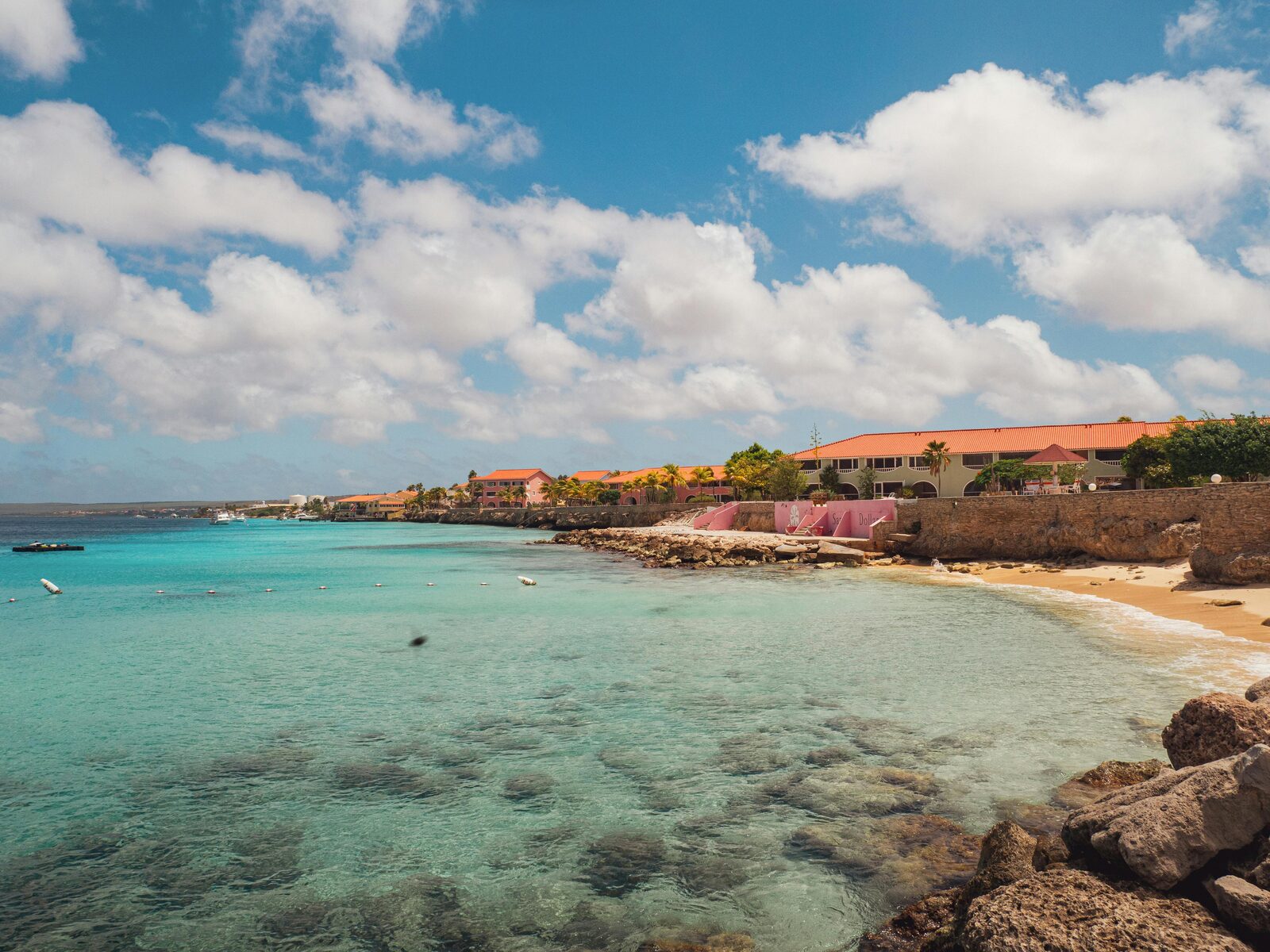 Coastal village of Savaneta with fishing boats in Aruba
