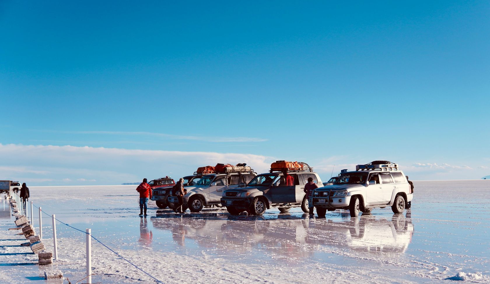 4x4 vehicles on the Uyuni Salt Flat