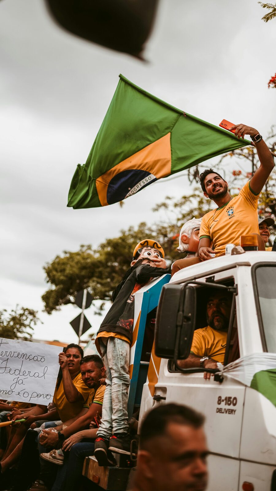 Brazilian popular celebration with national flag