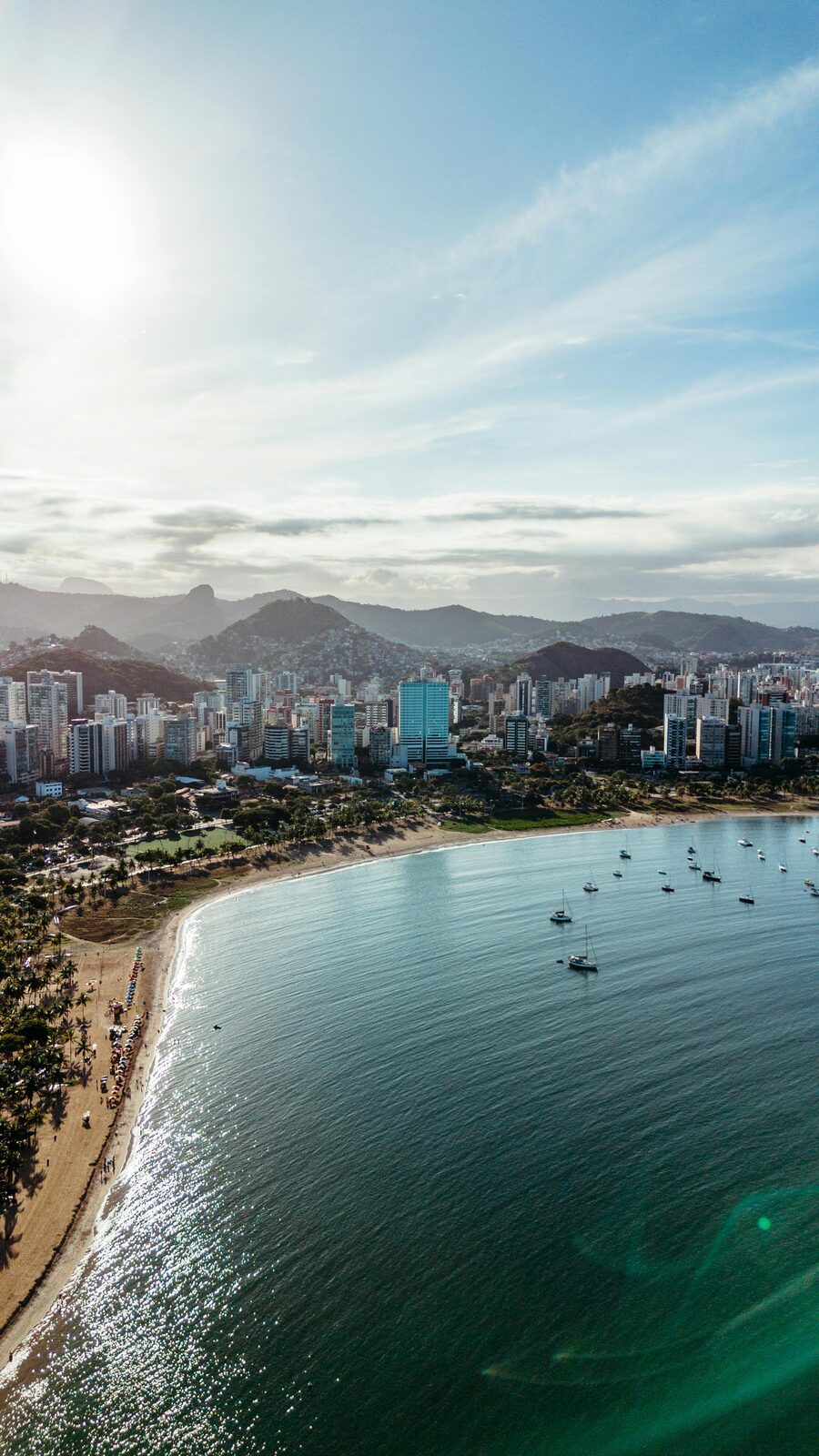 Brazilian coastline with turquoise bay and mountains