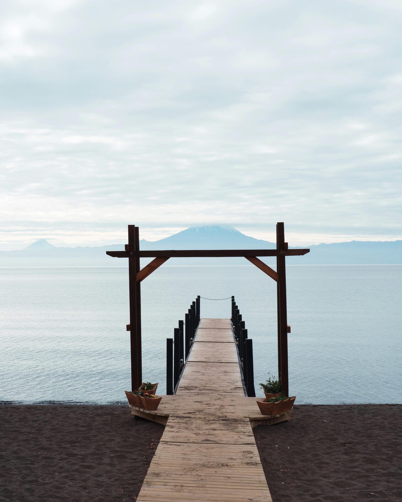 Wooden pier on a southern Chilean lake