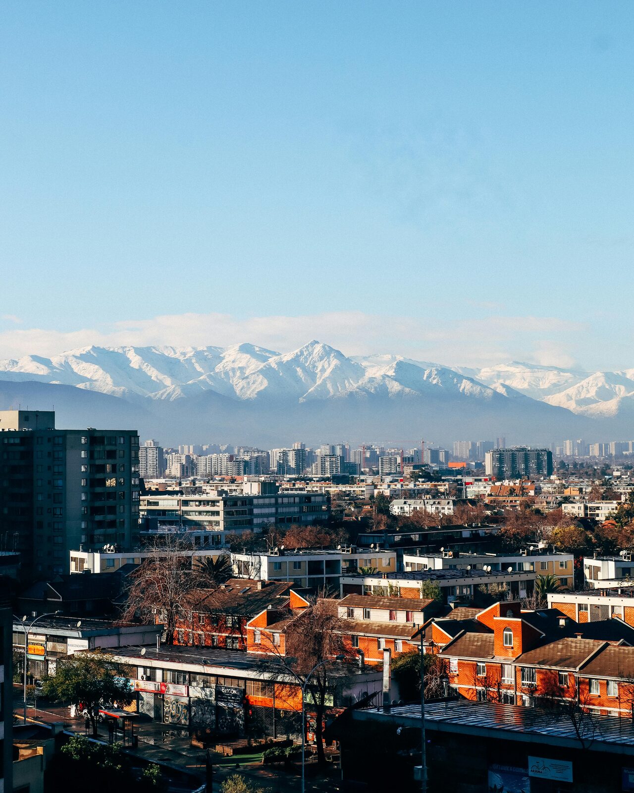 Santiago de Chile with the snow-capped Andes in the background