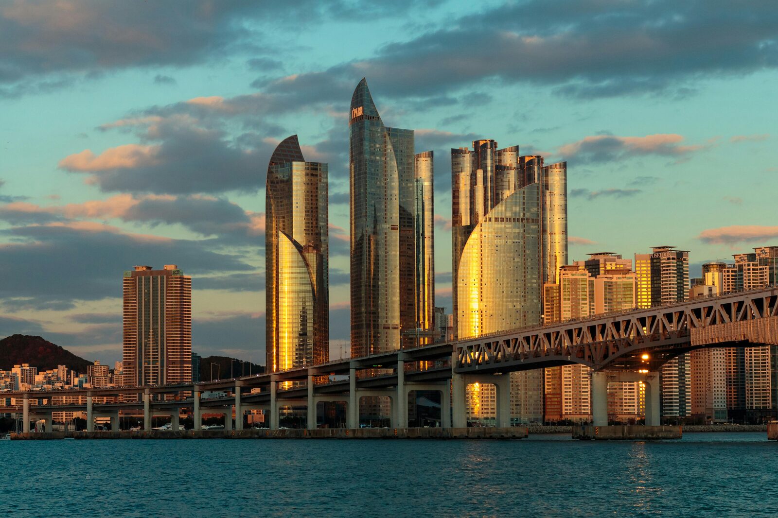 Korean skyline at sunset