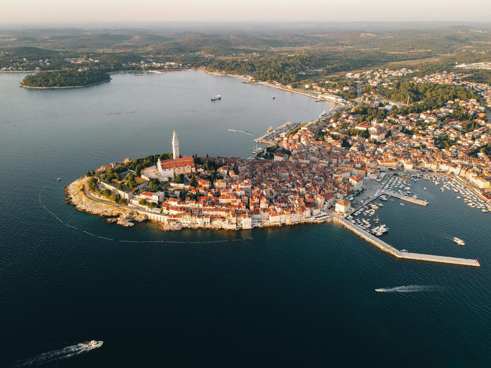 Vista aérea de la península de Rovinj