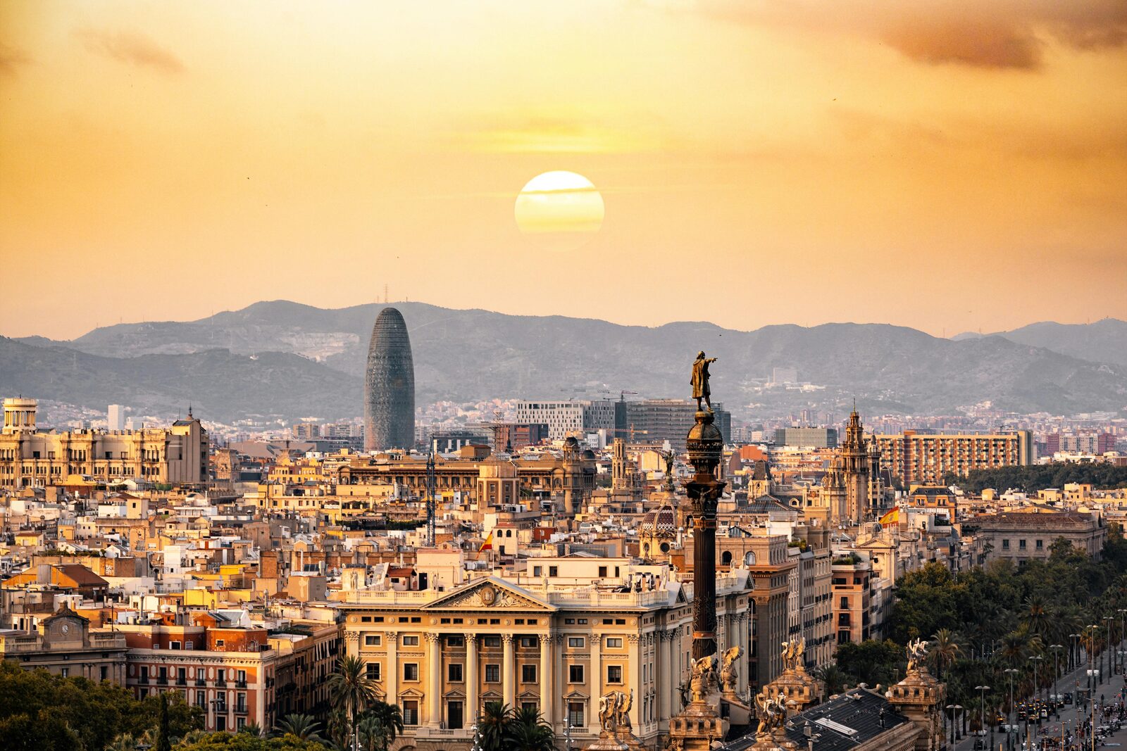 Sunset over the rooftops of Barcelona