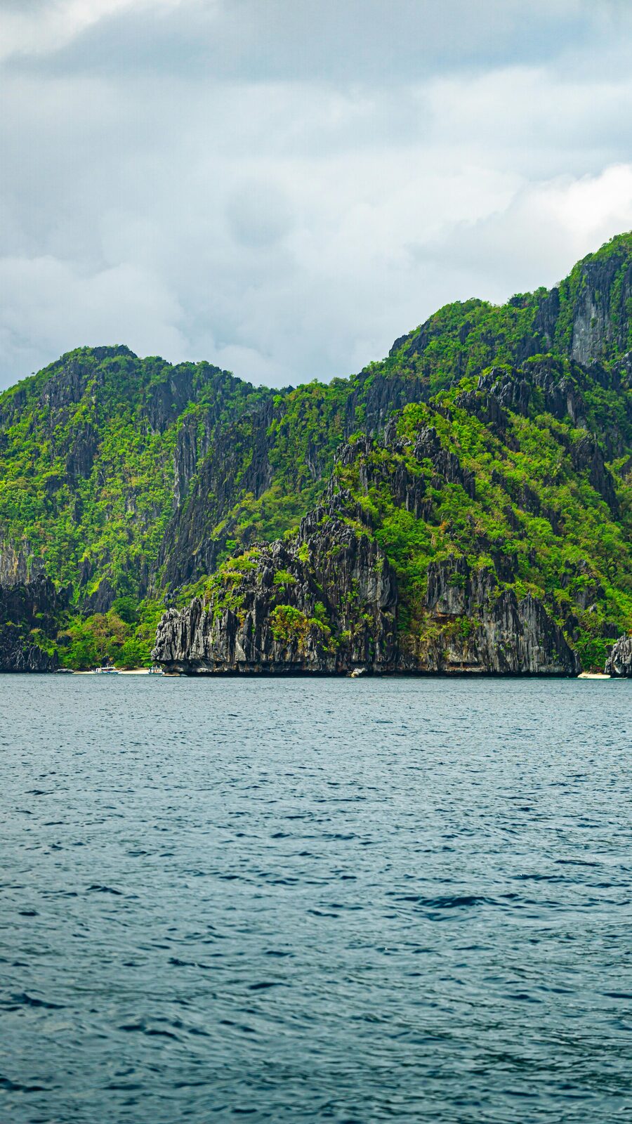 Coron's emerald lake between karst cliffs