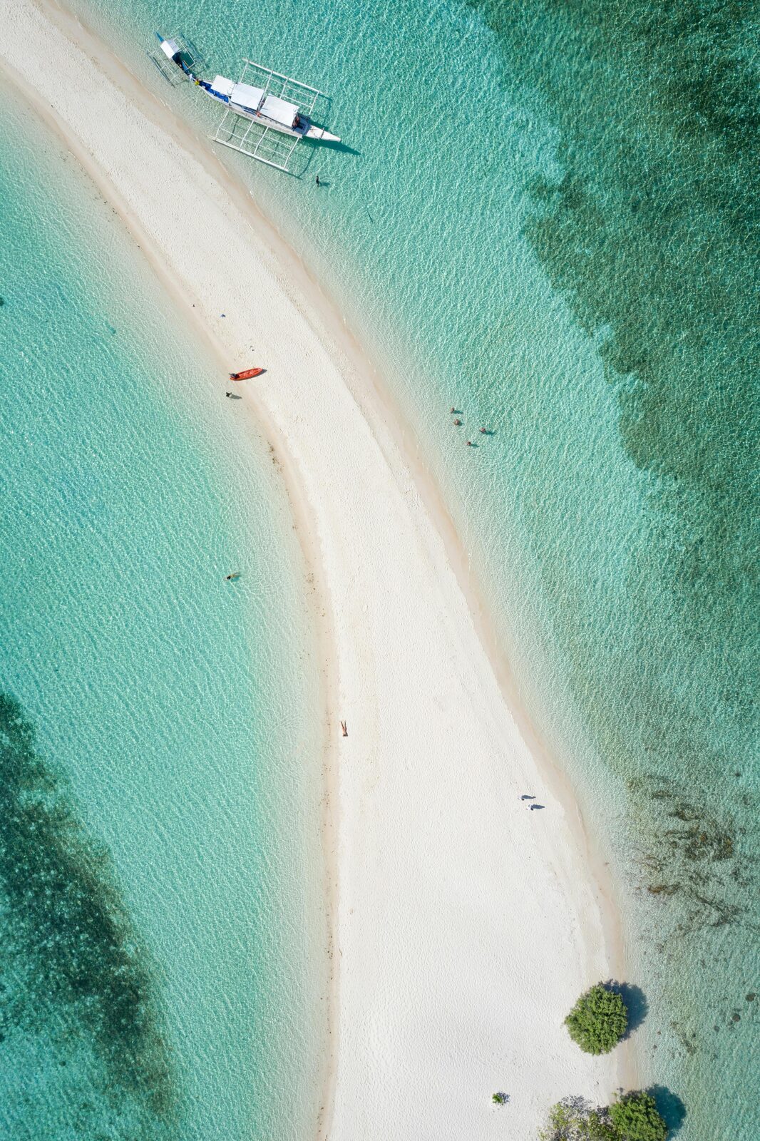 Bangkas on a beach during island hopping