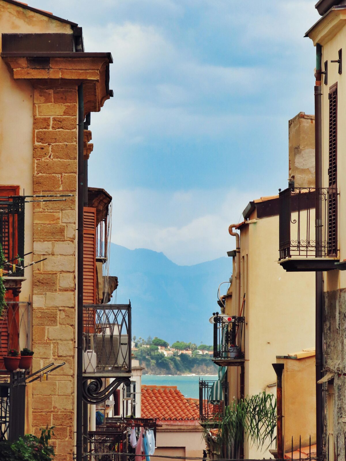 Classical columns against the sky