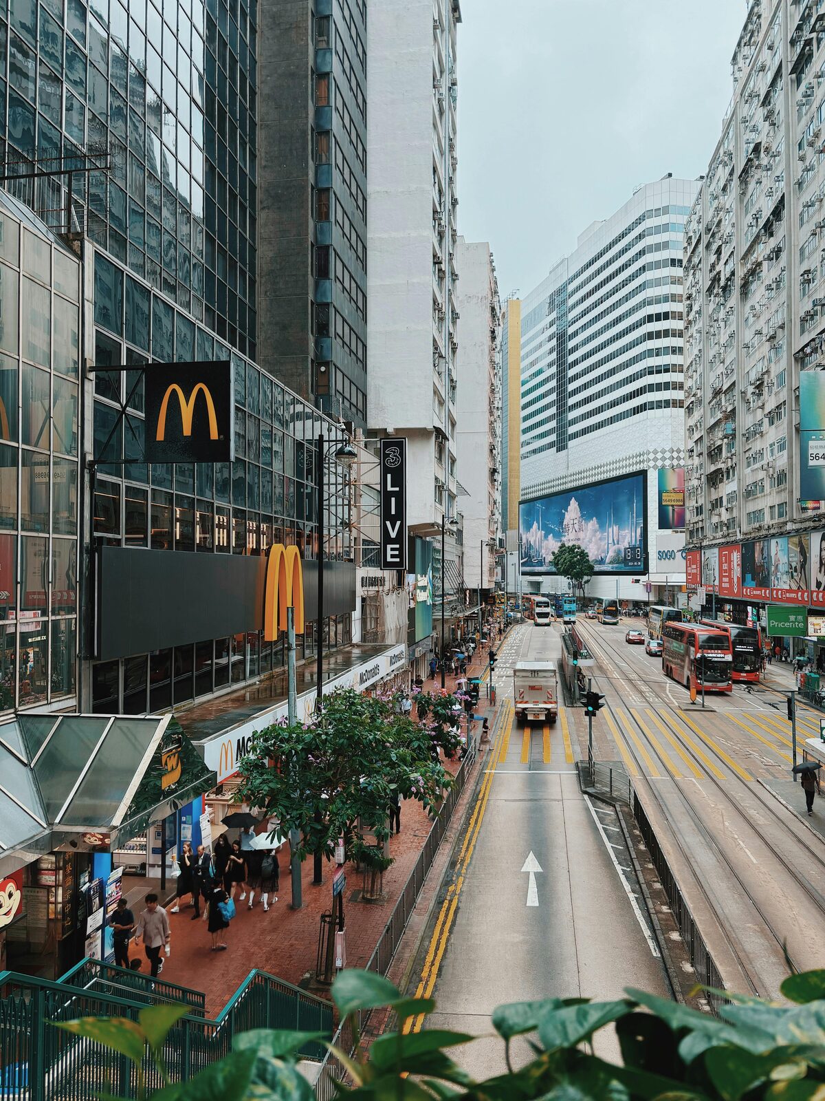 Hong Kong skyscrapers in grid formation in daylight