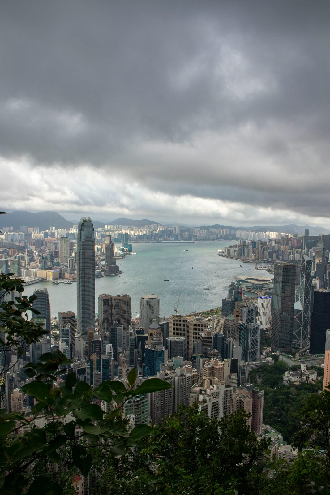 Aerial view of Hong Kong among clouds