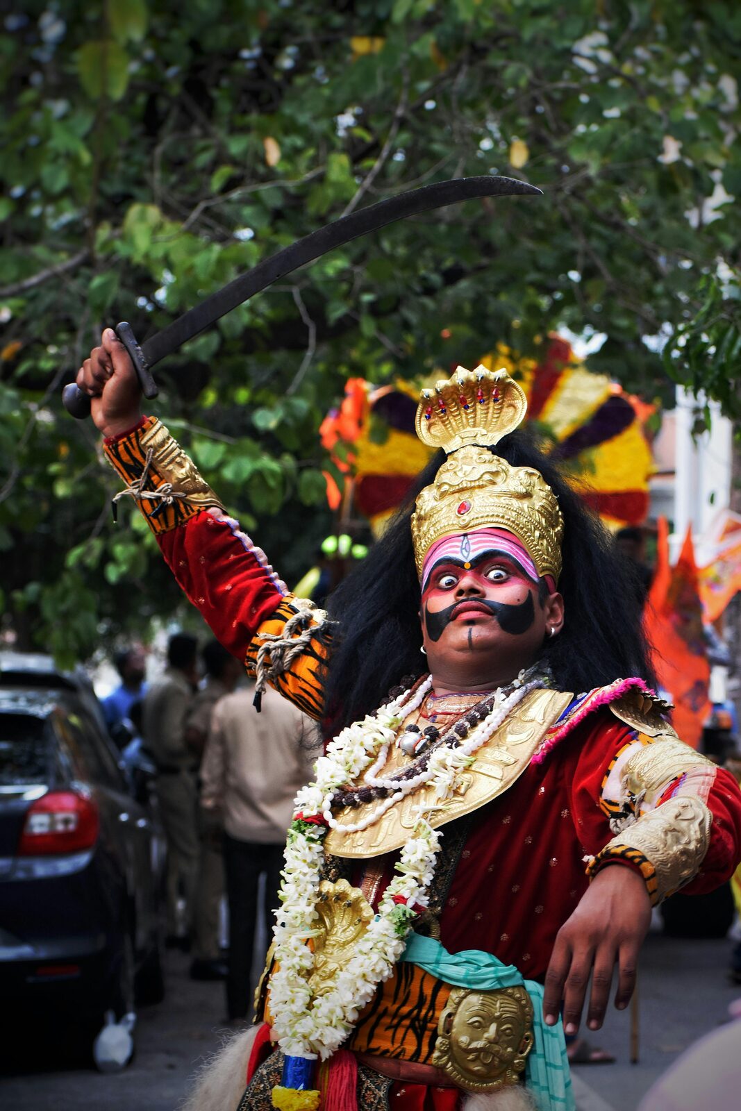 Dancer in traditional costume at an Indian festival