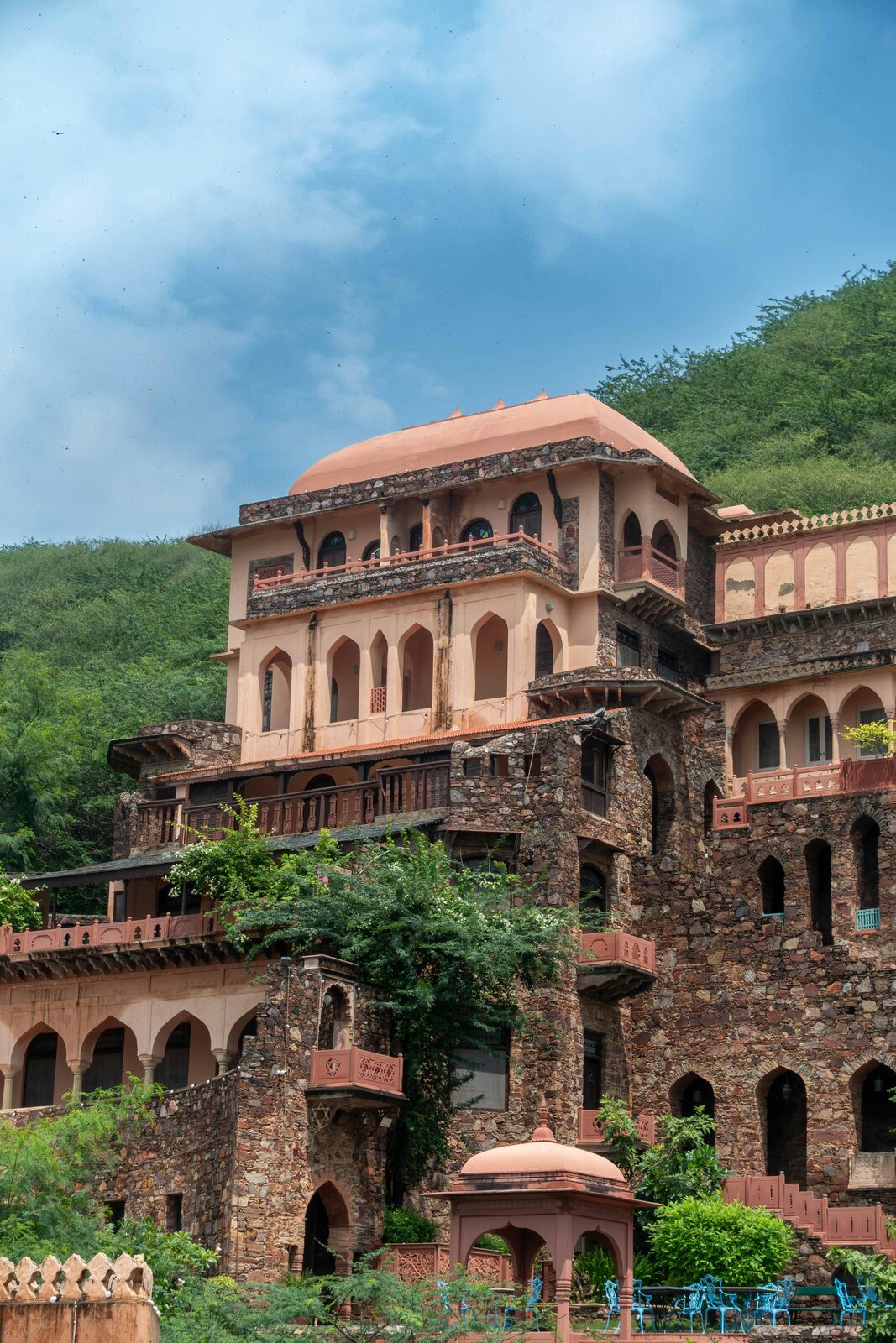 Fort on a wooded hill in northern India
