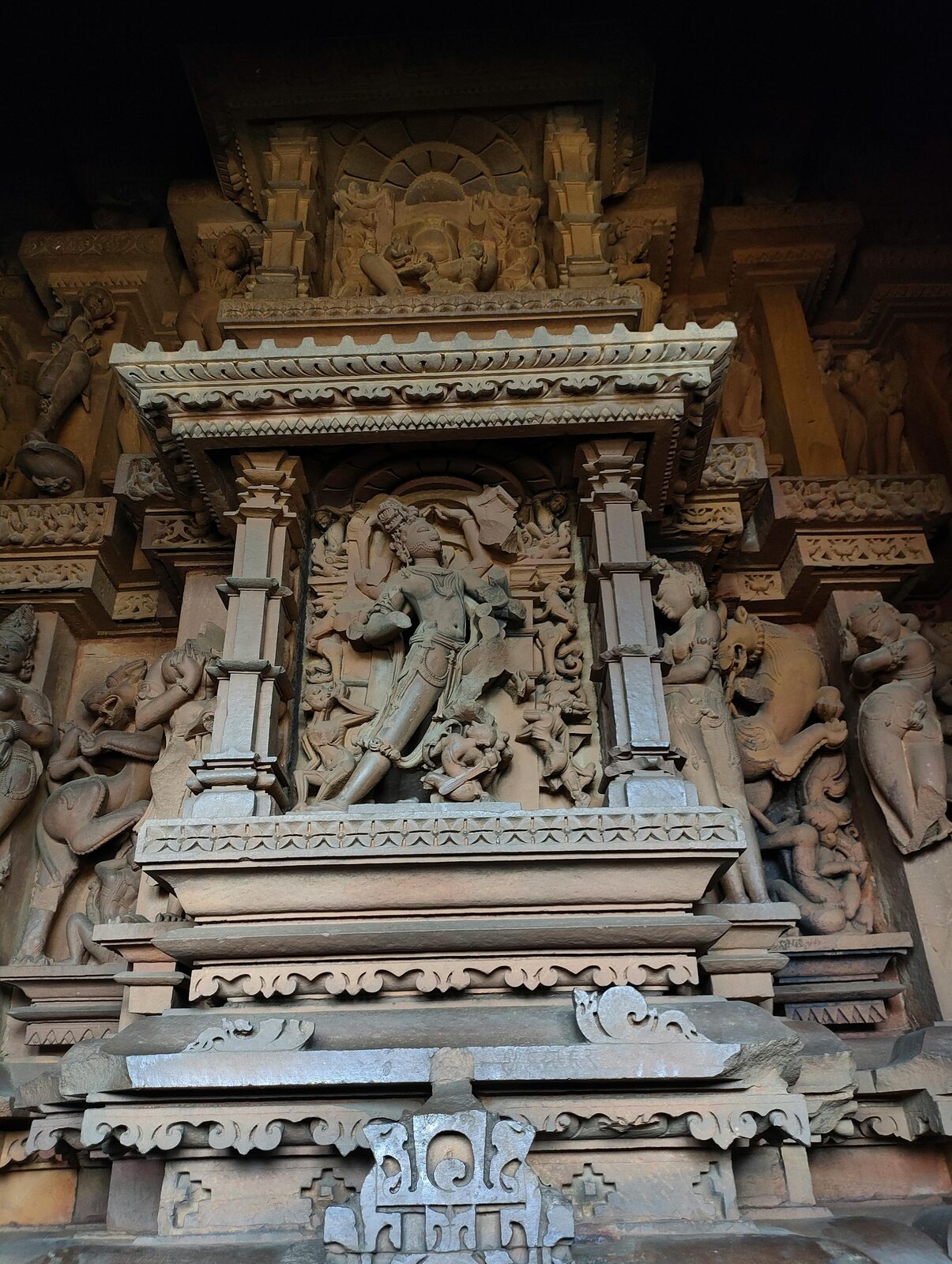 Carved stone relief on a northern India monument
