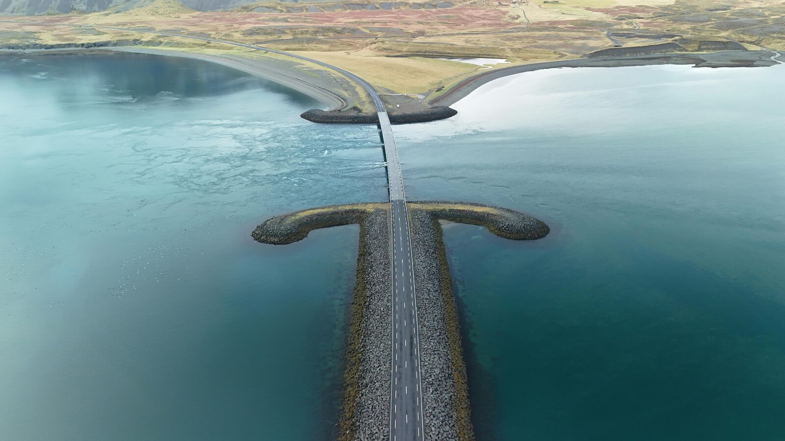 Carretera de Islandia vista desde el aire