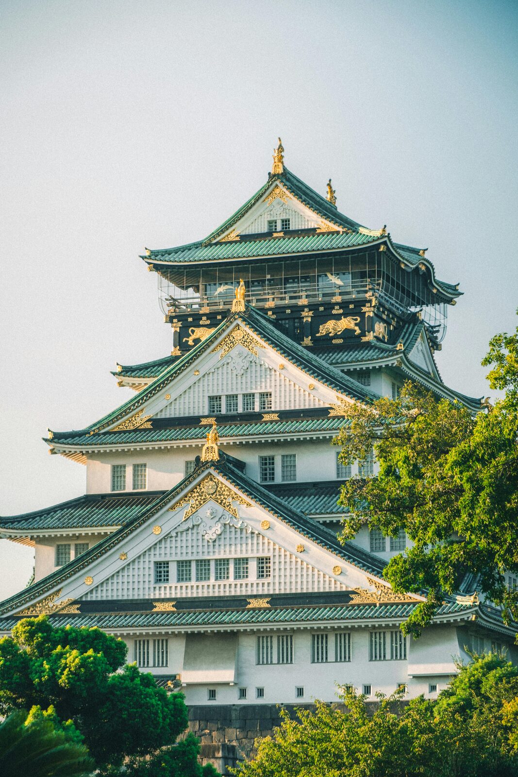 Osaka Castle surrounded by gardens