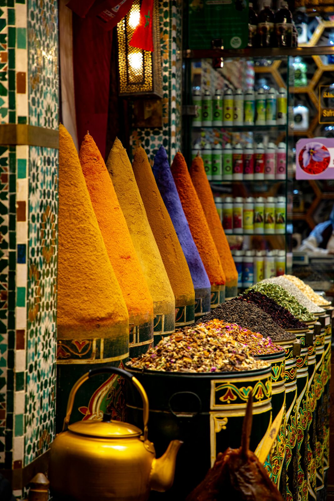 Colourful babouches in a Moroccan souk