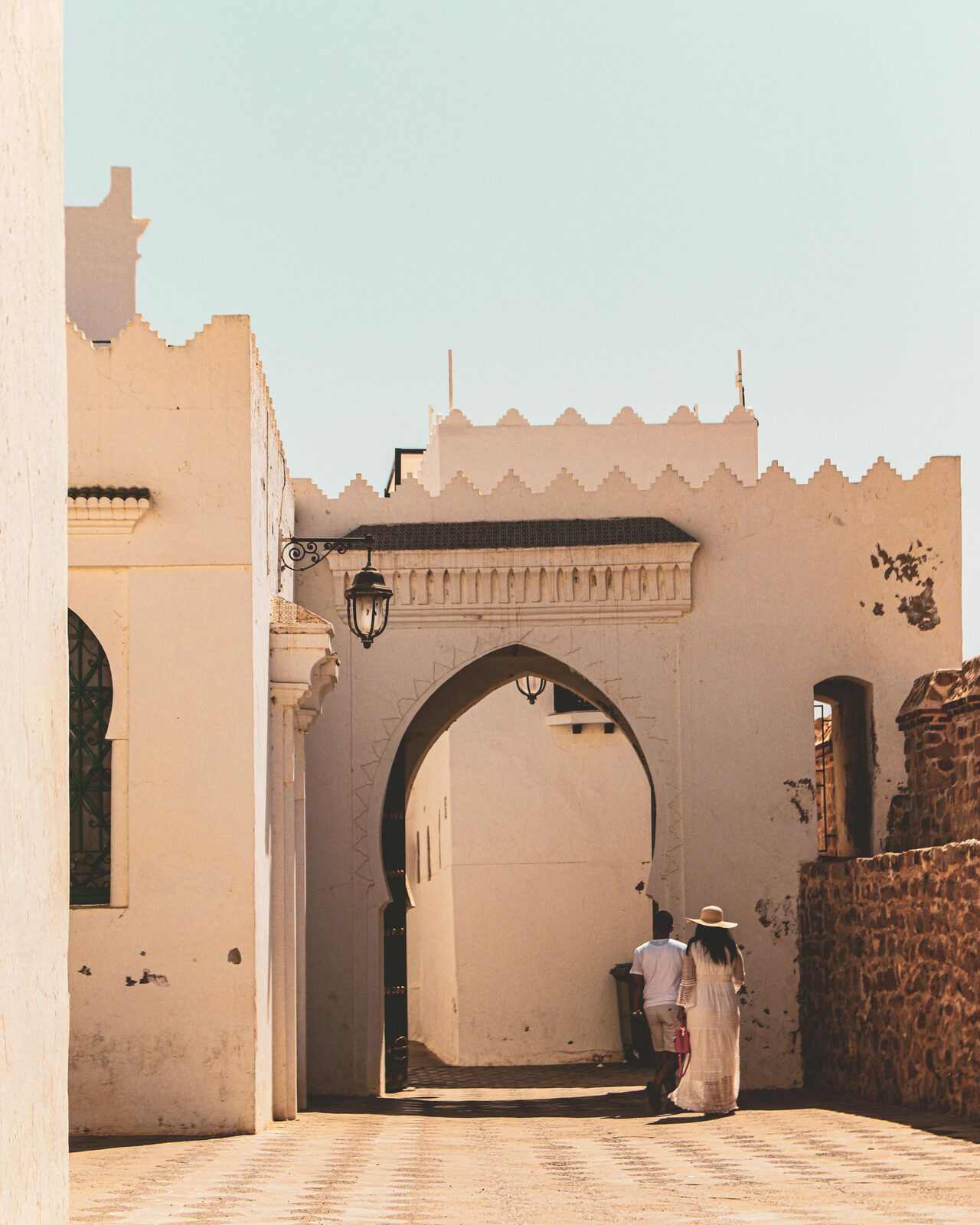 Traditional ochre adobe door