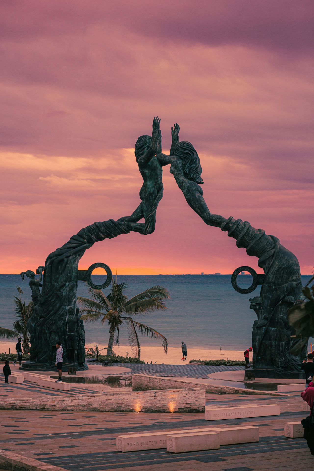 Mexican Pacific seafront promenade at sunset