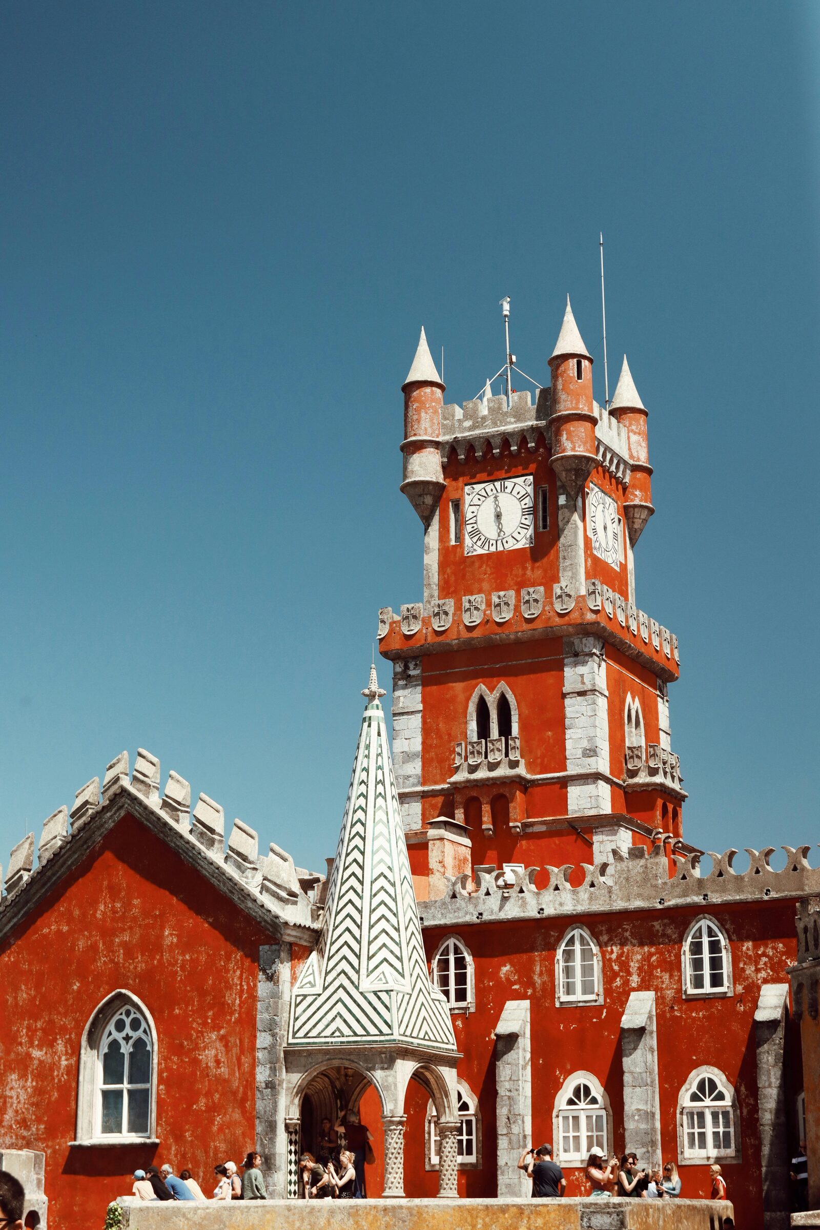 The Palácio Nacional da Pena in Sintra with its red and yellow towers