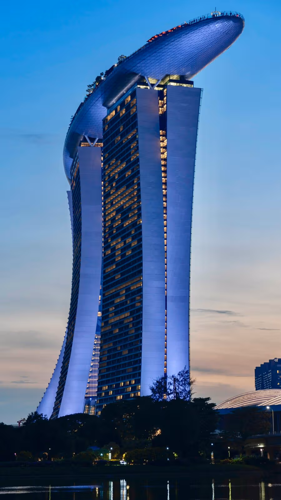 Distrito financiero de Singapur al atardecer